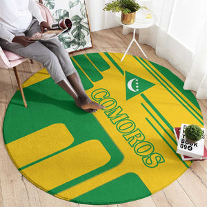 Comoros Flag Round Carpet - Green and Yellow Design and National Emblem