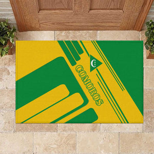 Comoros Flag Rubber Doormat - Green and Yellow Design and National Emblem