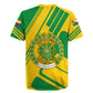 Comoros Flag Rugby Jersey - Green and Yellow Design and National Emblem