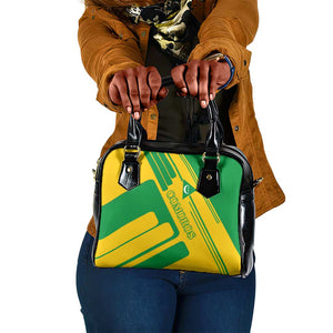 Comoros Flag Shoulder Handbag - Green and Yellow Design and National Emblem