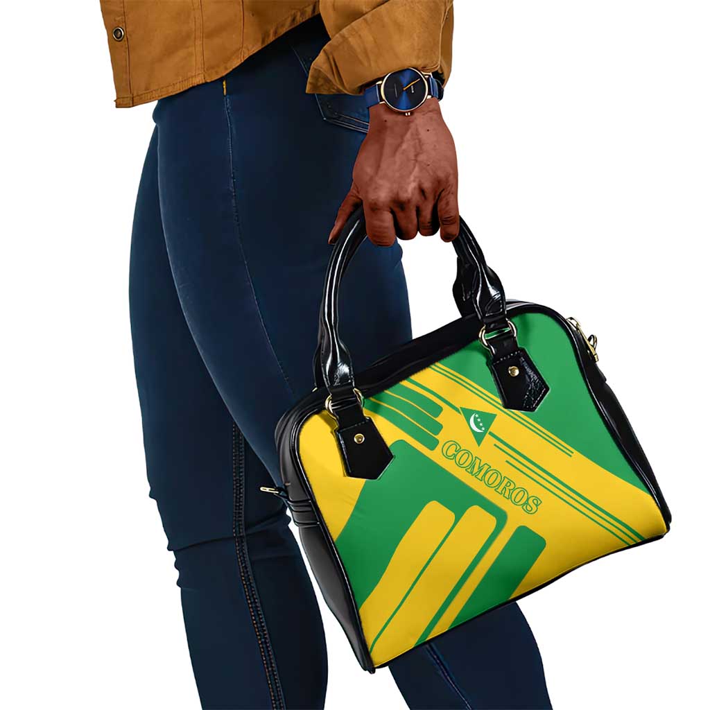 Comoros Flag Shoulder Handbag - Green and Yellow Design and National Emblem