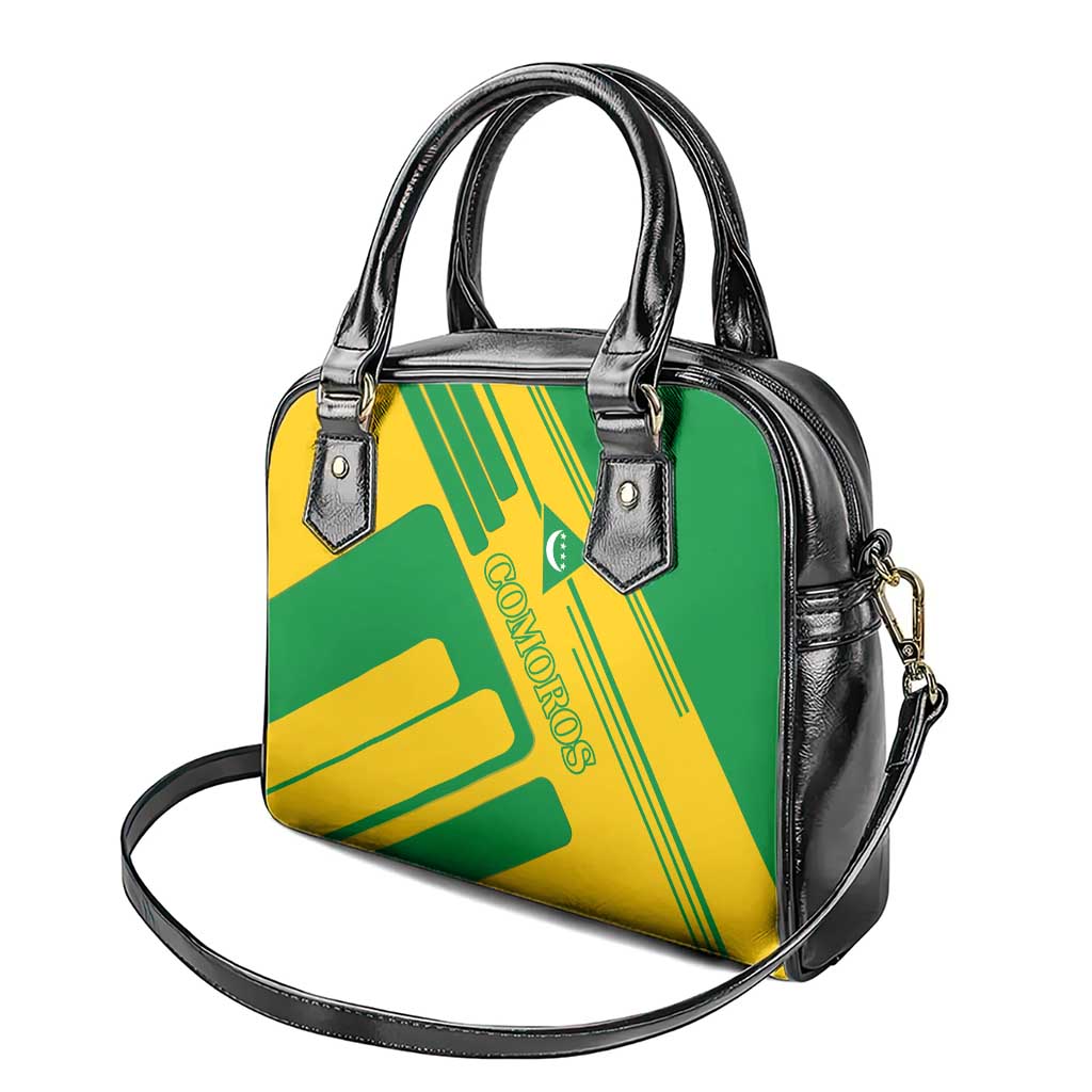 Comoros Flag Shoulder Handbag - Green and Yellow Design and National Emblem