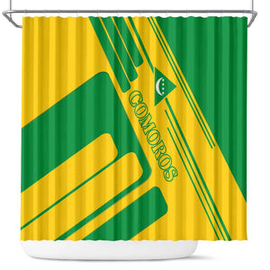 Comoros Flag Shower Curtain - Green and Yellow Design and National Emblem