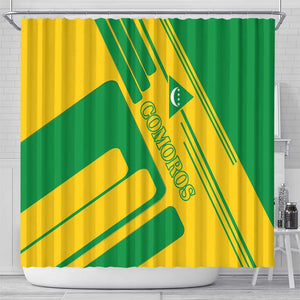 Comoros Flag Shower Curtain - Green and Yellow Design and National Emblem