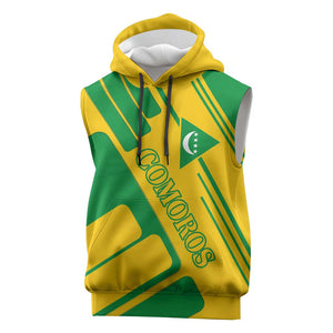 Comoros Flag Sleeveless Hoodie - Green and Yellow Design and National Emblem - African Pride