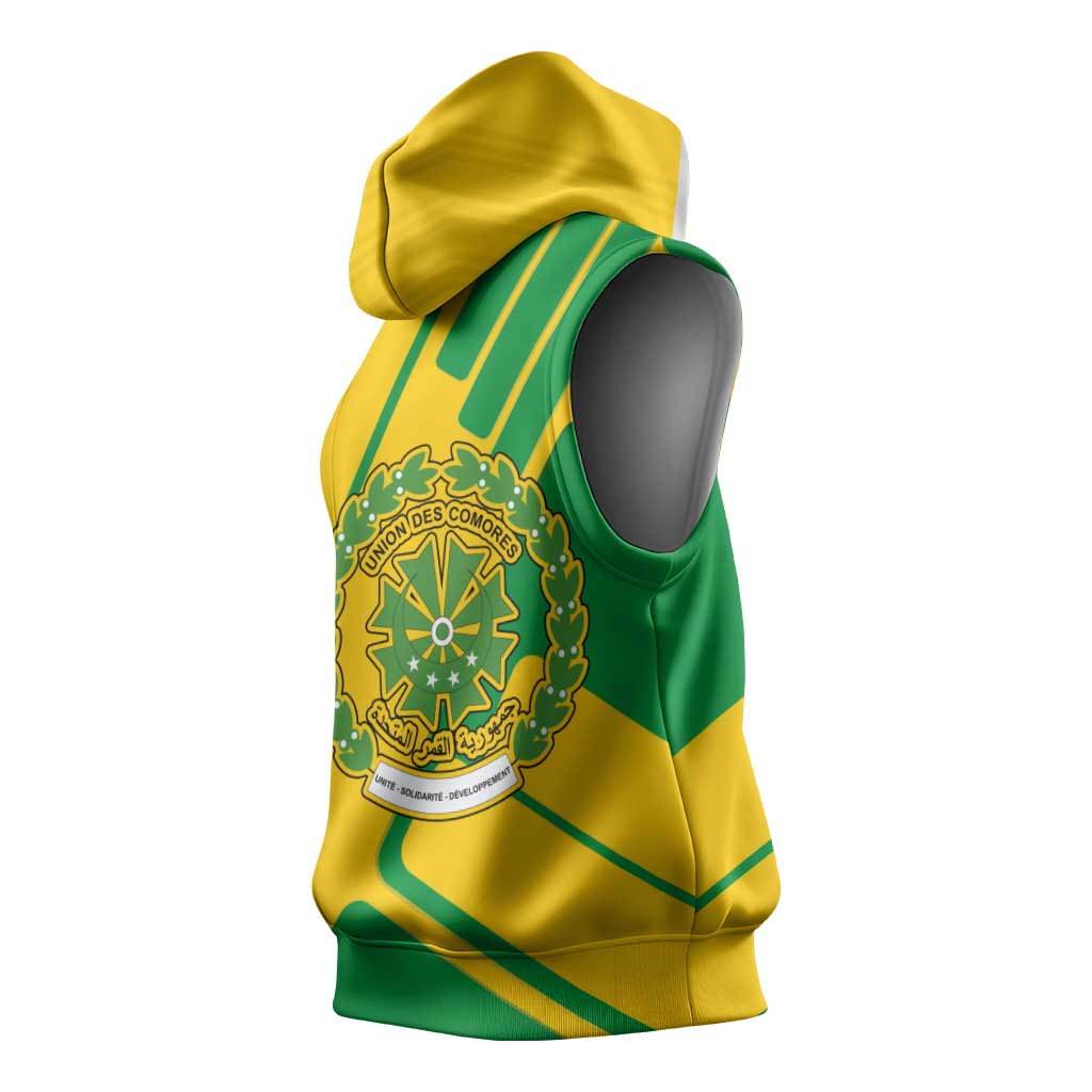 Comoros Flag Sleeveless Hoodie - Green and Yellow Design and National Emblem - African Pride