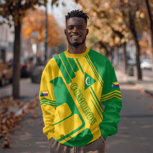 Comoros Flag Sweatshirt - Green and Yellow Design and National Emblem