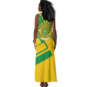 Comoros Flag Tank Maxi Dress - Green and Yellow Design and National Emblem