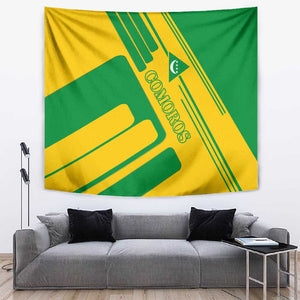 Comoros Flag Tapestry - Green and Yellow Design and National Emblem