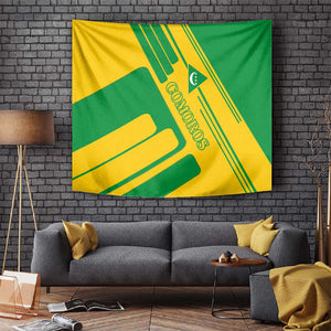 Comoros Flag Tapestry - Green and Yellow Design and National Emblem