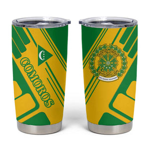 Comoros Flag Tumbler Cup - Green and Yellow Design and National Emblem