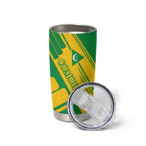 Comoros Flag Tumbler Cup - Green and Yellow Design and National Emblem