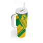 Comoros Flag Tumbler With Handle - Green and Yellow Design and National Emblem