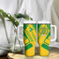 Comoros Flag Tumbler With Handle - Green and Yellow Design and National Emblem