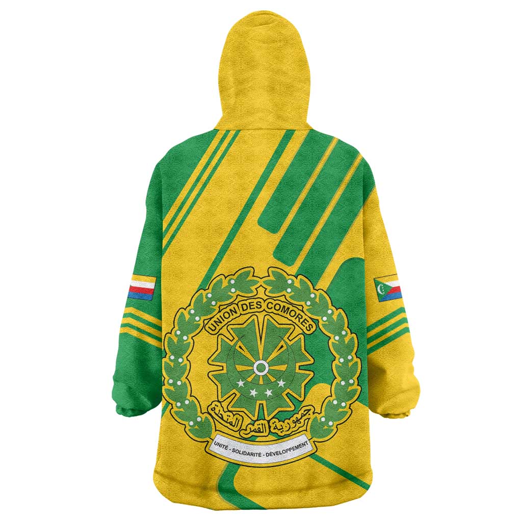 Comoros Flag Wearable Blanket Hoodie - Green and Yellow Design and National Emblem