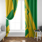 Comoros Flag Window Curtain - Green and Yellow Design and National Emblem