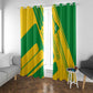 Comoros Flag Window Curtain - Green and Yellow Design and National Emblem