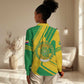 Comoros Flag Women Casual Shirt - Green and Yellow Design and National Emblem