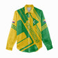 Comoros Flag Women Casual Shirt - Green and Yellow Design and National Emblem