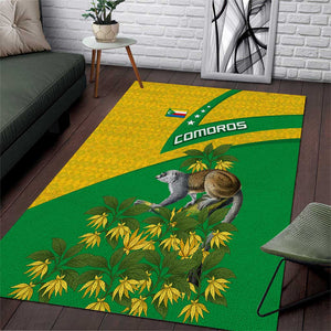 Comoros Area Rug - National Flag Lemur Design and Ylang Ylang Flower Pattern