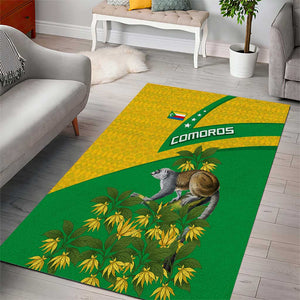 Comoros Area Rug - National Flag Lemur Design and Ylang Ylang Flower Pattern