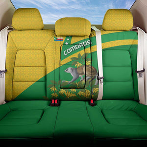 Comoros Back Car Seat Cover - National Flag Lemur Design and Ylang Ylang Flower Pattern