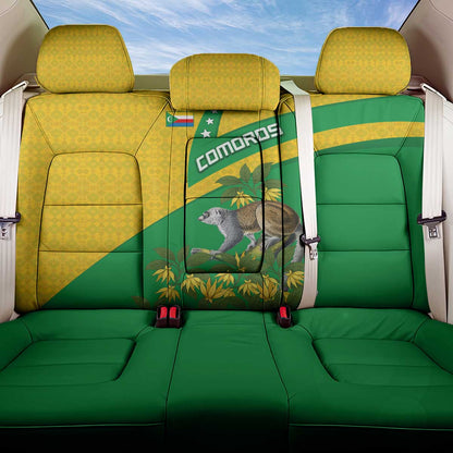 Comoros Back Car Seat Cover - National Flag Lemur Design and Ylang Ylang Flower Pattern