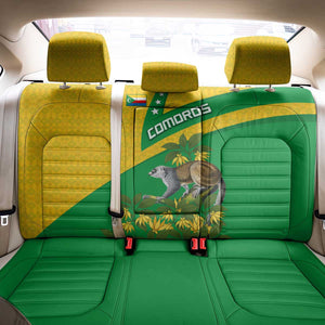 Comoros Back Car Seat Cover - National Flag Lemur Design and Ylang Ylang Flower Pattern