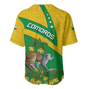 Comoros Baseball Jersey - National Flag Lemur Design and Ylang Ylang Flower Pattern