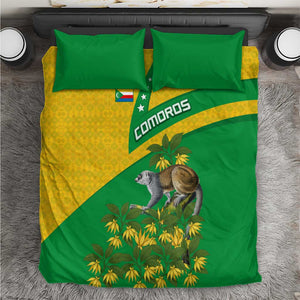 Comoros Bedding Set - National Flag Lemur Design and Ylang Ylang Flower Pattern