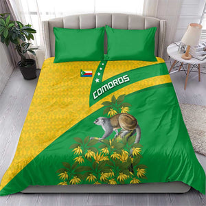 Comoros Bedding Set - National Flag Lemur Design and Ylang Ylang Flower Pattern