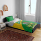Comoros Bedding Set - National Flag Lemur Design and Ylang Ylang Flower Pattern