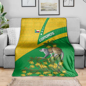Comoros Blanket - National Flag Lemur Design and Ylang Ylang Flower Pattern