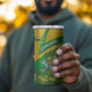 Comoros 4 in 1 Can Cooler Tumbler - National Flag Lemur Design and Ylang Ylang Flower Pattern