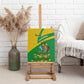 Comoros Canvas Wall Art - National Flag Lemur Design and Ylang Ylang Flower Pattern