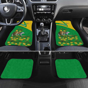 Comoros Car Mats - National Flag Lemur Design and Ylang Ylang Flower Pattern