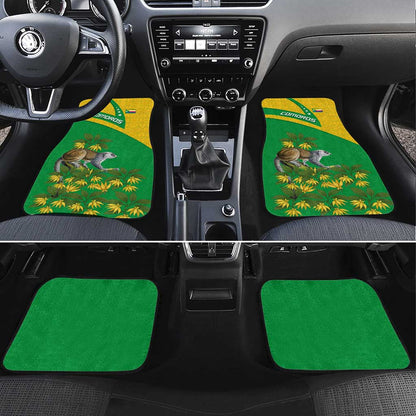 Comoros Car Mats - National Flag Lemur Design and Ylang Ylang Flower Pattern