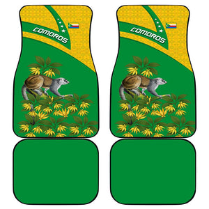 Comoros Car Mats - National Flag Lemur Design and Ylang Ylang Flower Pattern