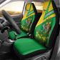 Comoros Car Seat Cover - National Flag Lemur Design and Ylang Ylang Flower Pattern