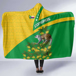 Comoros Hooded Blanket - National Flag Lemur Design and Ylang Ylang Flower Pattern