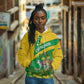 Comoros Hoodie - National Flag Lemur Design and Ylang Ylang Flower Pattern