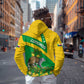 Comoros Hoodie - National Flag Lemur Design and Ylang Ylang Flower Pattern