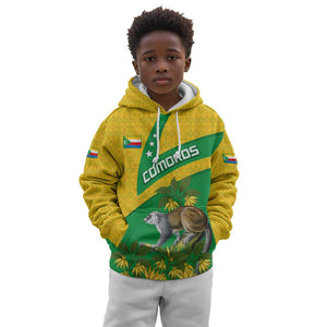 Comoros Kid Hoodie - National Flag Lemur Design and Ylang Ylang Flower Pattern