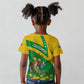 Comoros Kid T shirt - National Flag Lemur Design and Ylang Ylang Flower Pattern