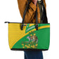 Comoros Leather Tote Bag - National Flag Lemur Design and Ylang Ylang Flower Pattern