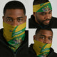 Comoros Neck Gaiter - National Flag Lemur Design and Ylang Ylang Flower Pattern - African Pride