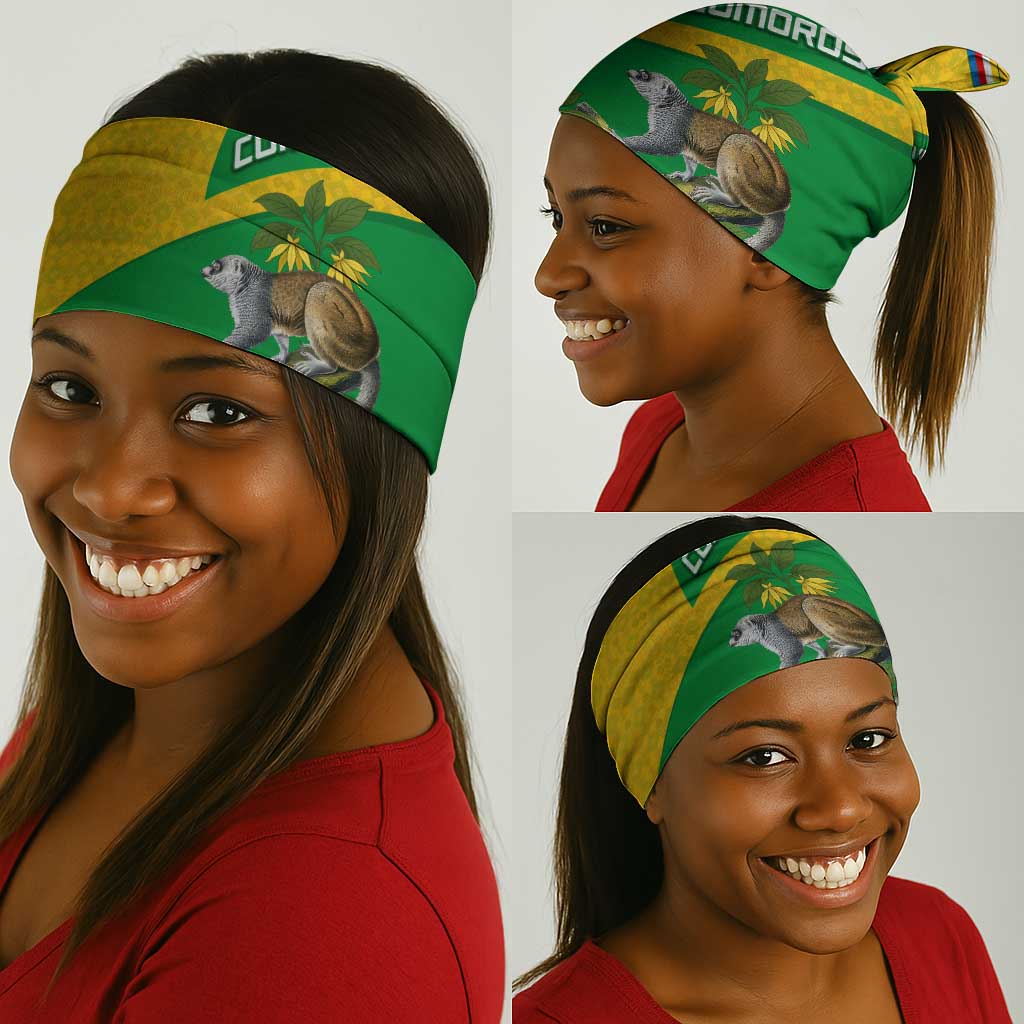 Comoros Neck Gaiter - National Flag Lemur Design and Ylang Ylang Flower Pattern - African Pride