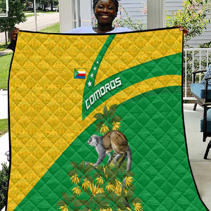 Comoros Quilt - National Flag Lemur Design and Ylang Ylang Flower Pattern