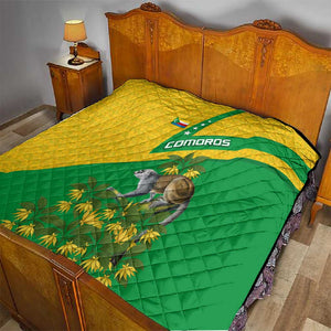 Comoros Quilt - National Flag Lemur Design and Ylang Ylang Flower Pattern