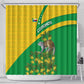 Comoros Shower Curtain - National Flag Lemur Design and Ylang Ylang Flower Pattern
